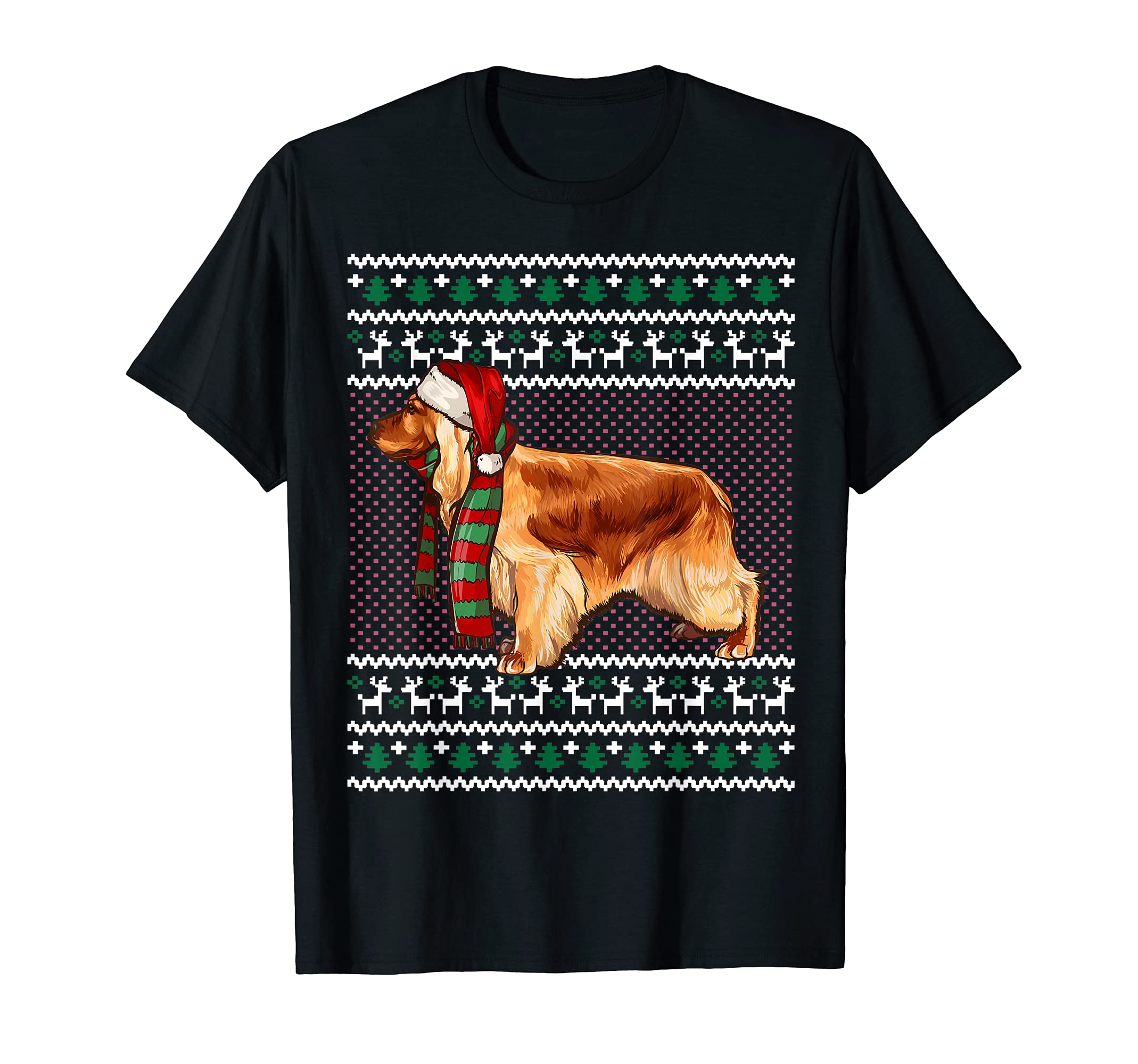 Xmas English Cocker Spaniel Dog Santa Hat Ugly Christmas T-Shirt