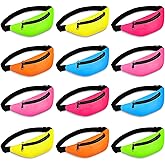 Frienda 12 Pieces Neon Fanny Pack Waist Bag Adjustable Waist Belt Bag Exercising Running Pack for Travel Party Festival Running Hiking Accessories, 6 Colors