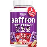 Kwala Nutrition Saffron Supplements for Mood & Focus | 88.5mg Pure Saffron Extract | 3rd Party Tested | Made in USA | 3 Month Supply | 90 Capsules