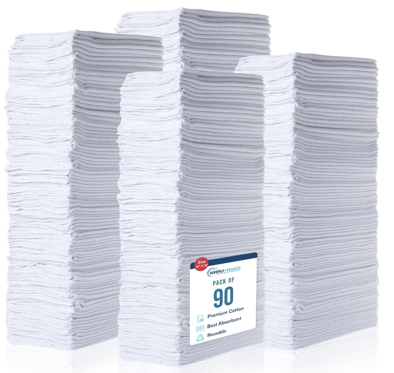 Photo 1 of ** MISSING TOWELS **SIMPLI-MAGIC Cotton Shop Towels 14"x12" – Reusable Cleaning Shop Rags for Automobiles, Industries, Garage and Homes (White)