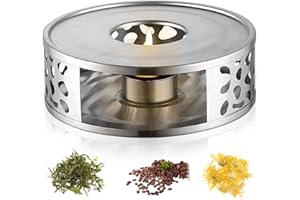 FOXNSK Teapot Warmer with Hollow Frame Design Candle Holder Stainless Steel Coffee Warmer Base for Glass Teapot and Other Heatproof Dish Warming Use