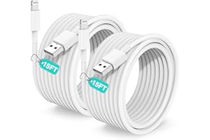 Hcoob 15 FT iPhone Charger Cord Extra Long, [Apple MFi Certified] Lightning Cable 5M, 2.4A Long iPhone Charger Cable Fast Charging Cable 15 Foot for iPhone 14/14pro/13/12/11/11Pro/X/XR/XS Max/8-White