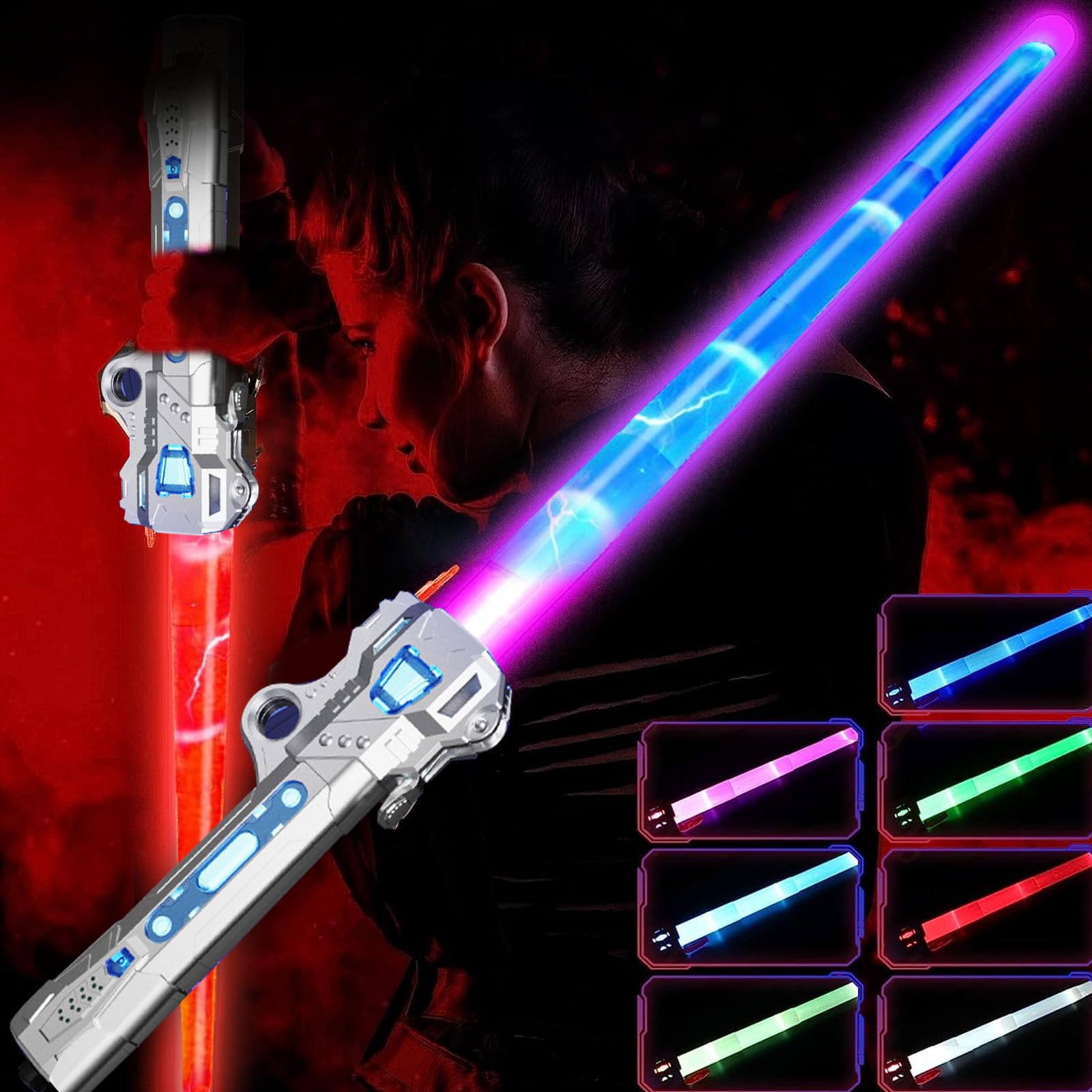 ZYGSEVE Light Saber for Kids - LED Colour Changing Lightsaber Toys With 7 Colors and FX Sounds - Extendable Light Sabers for Halloween Fancy Dress Parties — image 1
