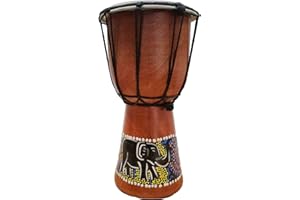 STONEAGE ARTS Djembe Drum Hand Painted Multicolored Dot Aborigine With Unique Random Patterns Bongo African Inspired Music Awesome Gifting Idea. Abstract Wild Animals (12 Inch, Elephant)