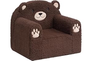 ALIMORDEN Animal Series Kid's Chair, Ultra-Soft Comfy Foam Filled Toddler Sofa Chair, Cute Animal-Shaped Design Toddler Couch, Lightweight Birthday for Baby Boys & Girls (Chocolate Bear)