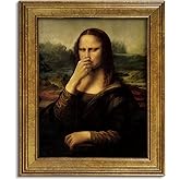 ARTINME Funny Mona Lisa Bathroom Canvas Wall Art, Vintage Framed Bad Smell Wall Decor for Toilet Guest Room 8x10In