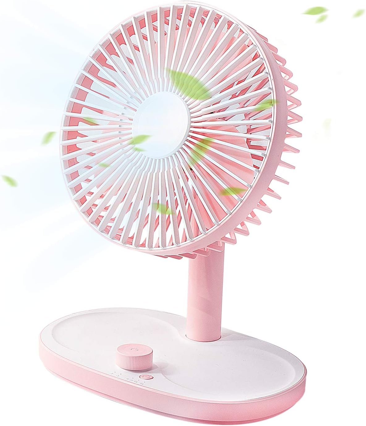 SmartDevil Desktop Fan, Personal Desk Fan With Storage Function, Built-in 2600 mAh Rechargeable Battery, Smart Timing Function, Stepless Speed Regulation, Small Fan For Home, Office, Bedroom，Pink