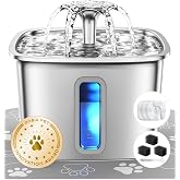 Veken Innovation Award Winner Stainless Steel Cat Water Fountain, 108oz, C1 | Automatic Pet Fountain Dog Water Dispenser with