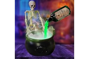 euoloar Halloween Decoration Indoor - DIY Floating Potion Set with Witches Cauldron and Mist Maker, Black Plastic Witches Bowl for Halloween Decorations Home Room Mantel Table Decor