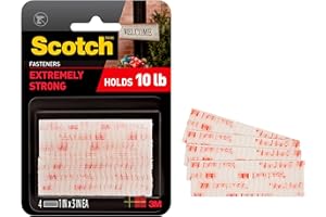 Scotch(R) All-Weather Fasteners, 2 Sets of 1 Inch x 3 Inches, Strips, Clear (RFD7090)