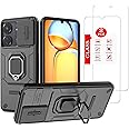 Anvzle for Xiaomi Redmi 13C Case with [2 Pack] Tempered Glass Screen Protector, for Redmi 13C Case [Military-Grade] Protective，with Lens Protects Magnetic Kickstand Mount Holder Phone Case