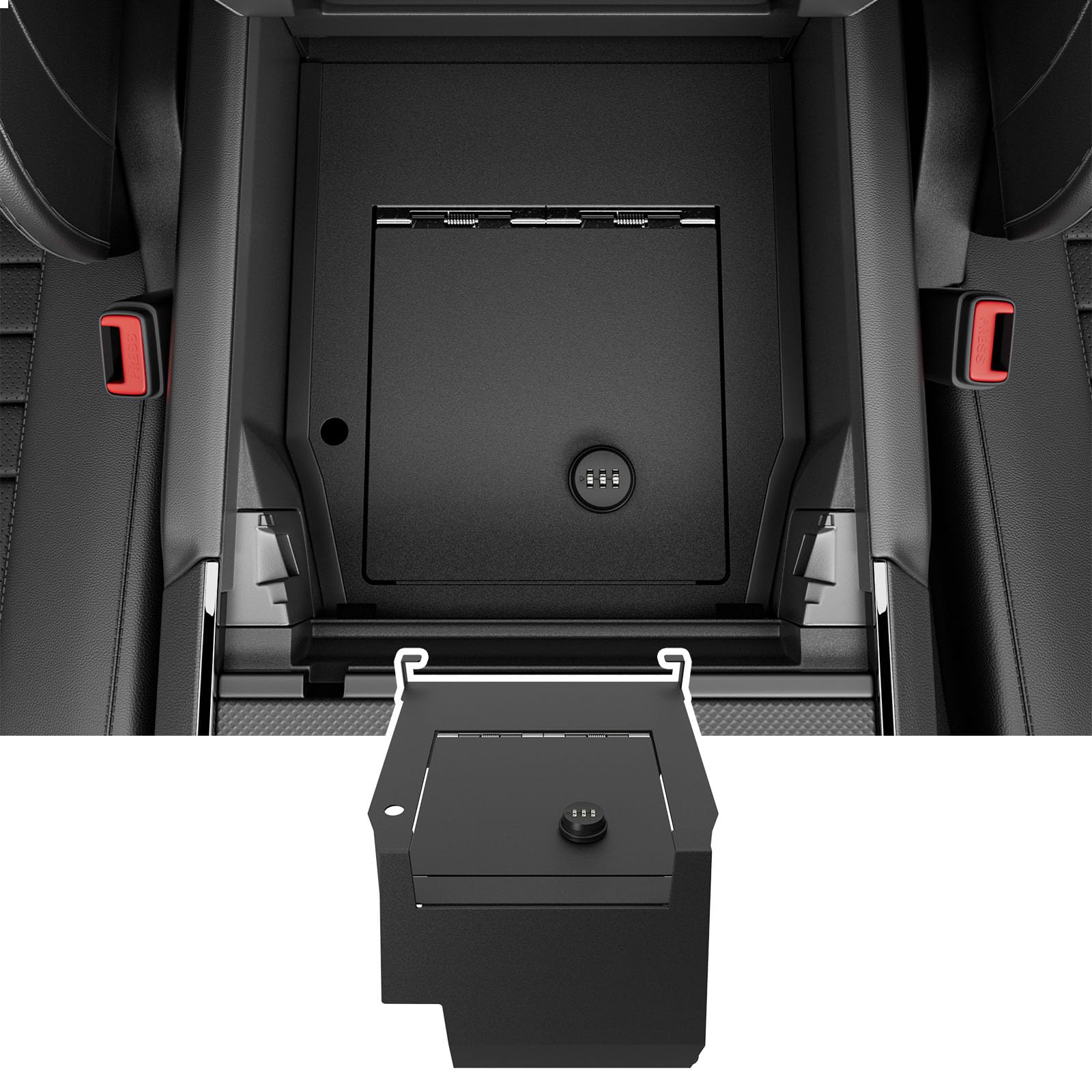 Photo 1 of SZYANG Center Console Safe Organizer Compatible with 2021-2025 Ford F150 Lock Box Console Safe Vault Replacement for 2021-2025 Ford F-150 Accessories