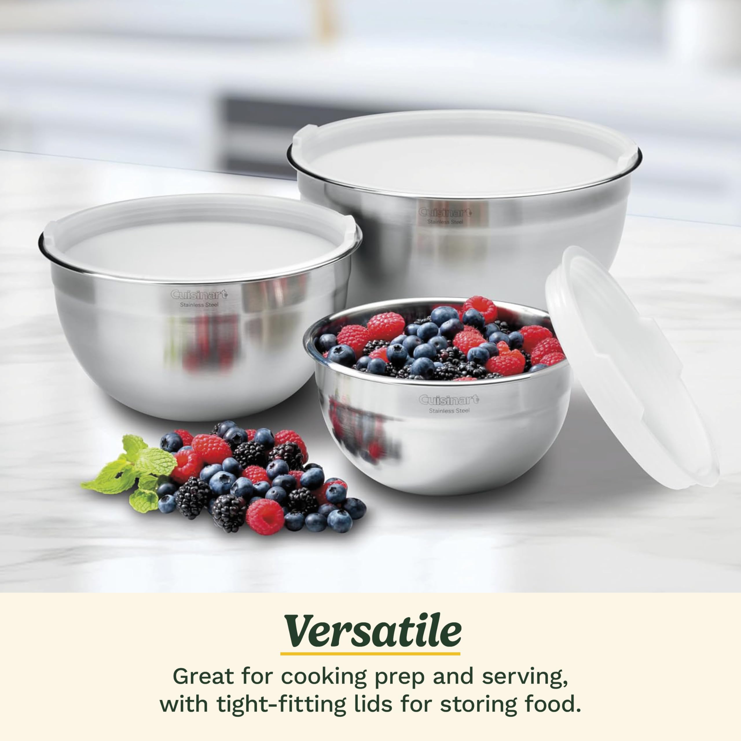 Cuisinart Mixing Bowl Set, Stainless Steel, 3-Piece, CTG-00-SMB