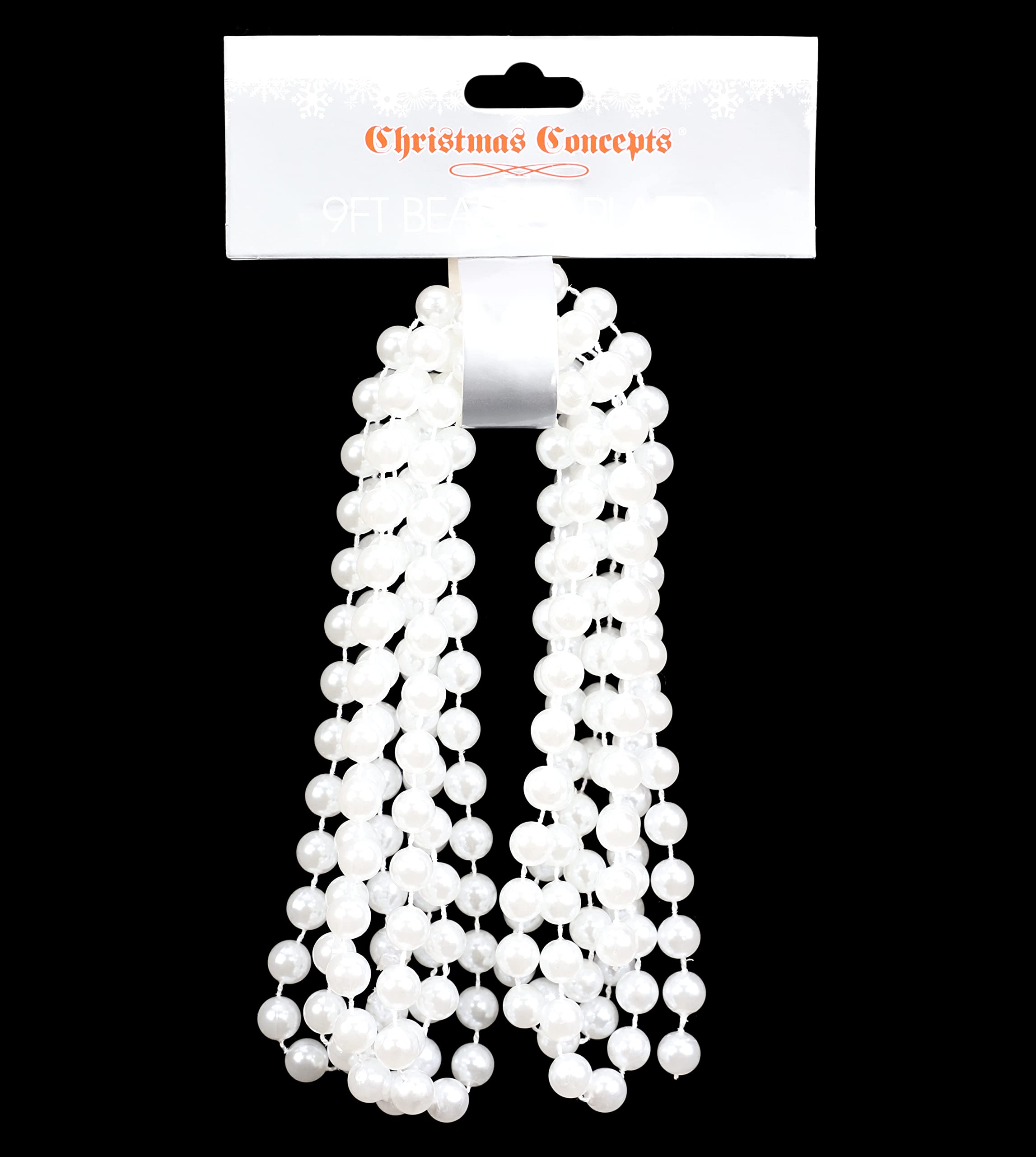 Christmas Concepts® 9ft Christmas Bead Chain - Christmas Bead Garlands - Decorations (Pearl White)
