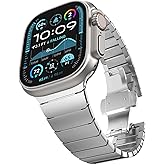CHANCHY Stainless Steel Band for Apple Watch Band Apple Watch Ultra 3/2/1 Band 49mm, Series 11/10 46mm, 9/8/7 45mm, SE3/SE2/SE 6/5/4 44mm, 3/2/1 42mm, Metal Strap with Folding Clasp for Men, Titanium