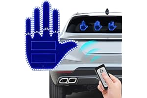 KEEPDONE Middle Finger Car Light, Glogesture Hand Light for Car, Road Rage Led Sign, Light Up Road Mate Hand Led Glo Gesture for Cars Window with Remote, Funny Cars Accessories, for Men (Blue)