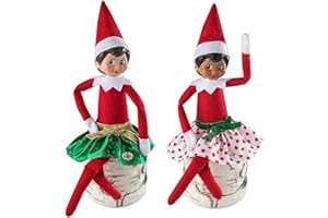 The Elf on the Shelf Party Skirt Set - 2 Holiday Skirt Value Pack - Dress Up Your Girl Elf for Holiday Parties in Green Or Polka Dot Set - Girl or Boy Outfit Set - A Christmas Edition