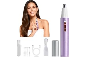 Mendaping Nose and Ear Hair Trimmer for Women Men,2 in 1 LED Display Eyebrow Hair Trimmer with USB Rechargeable,2025 Portble Waterproof Facial Hair Removal with Dual-Edge Blades (Multicolor)