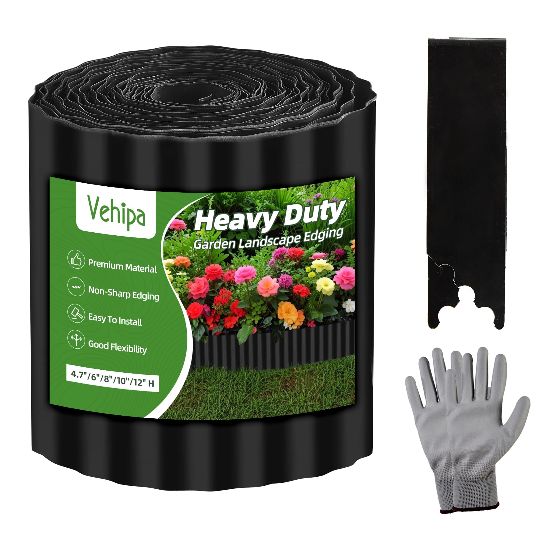 Photo 1 of Vehipa Corrugated Garden Edging for Landscaping, 6" x 60 Ft Metal Garden Landscape Edging for Flower Bed, Lawn Edging Border Landscape Border for Garden, Yard DIY (Black)