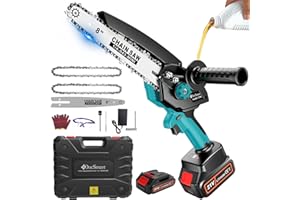 DOCSMART 8 inch Mini Chainsaw Cordless, Brushless Electric Chain Saw with 1PCS 21V 2000mAh Battery, Small Handheld Saws Battery Powered For Wood Cutting Trees Trimming