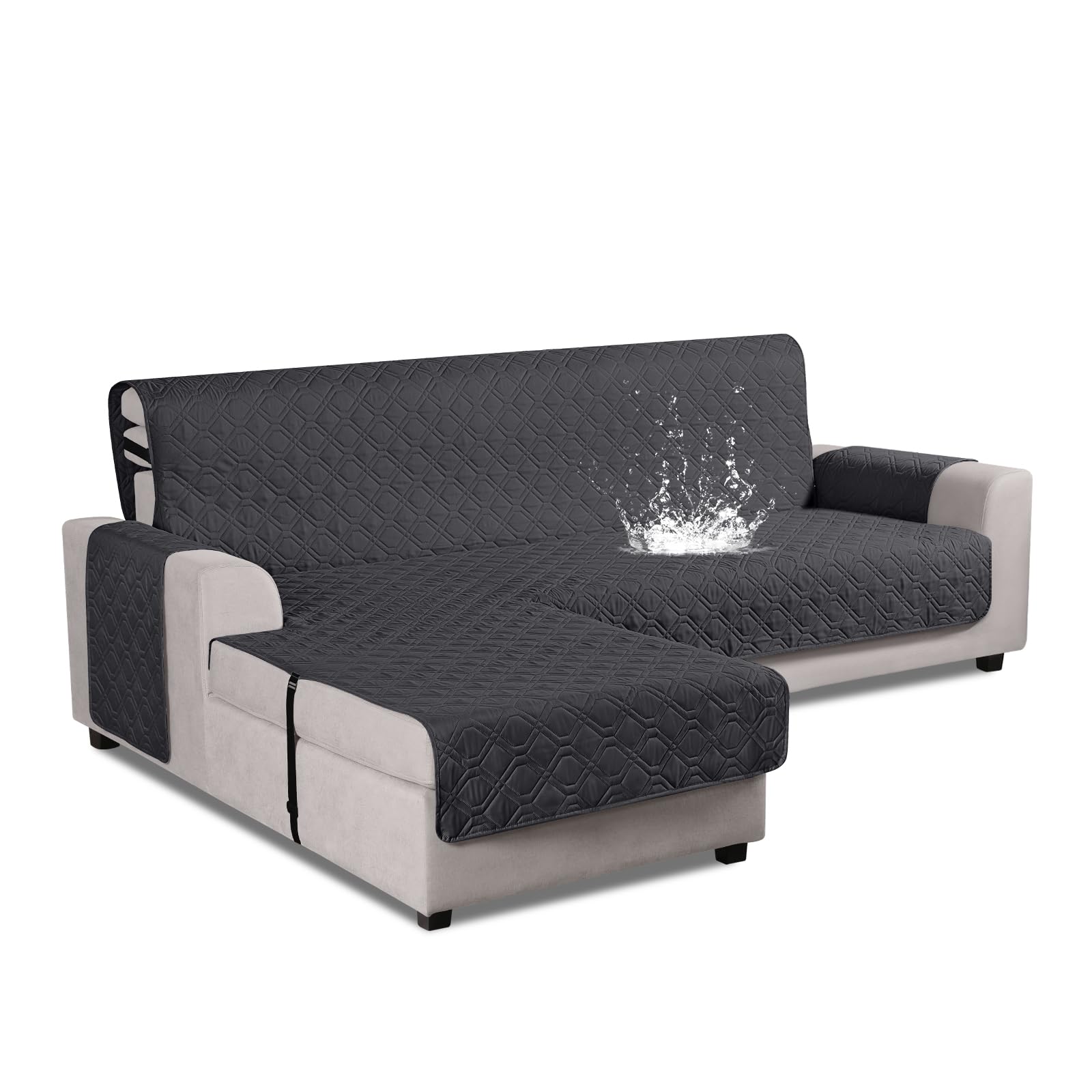 Photo 1 of VANSOFY Upgraded Sectional Couch Covers 100% Waterproof L Shaped Sofa Slipcover Reversible Chaise Lounge Cover for Sectional Sofa Furniture Protector Cover for Pets Dog Cat(Small, Charcoal Gray)