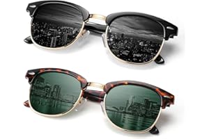 ANZIW Polarized Sunglasses Men Women,Semi Rimless Retro Shades UV400 Protection