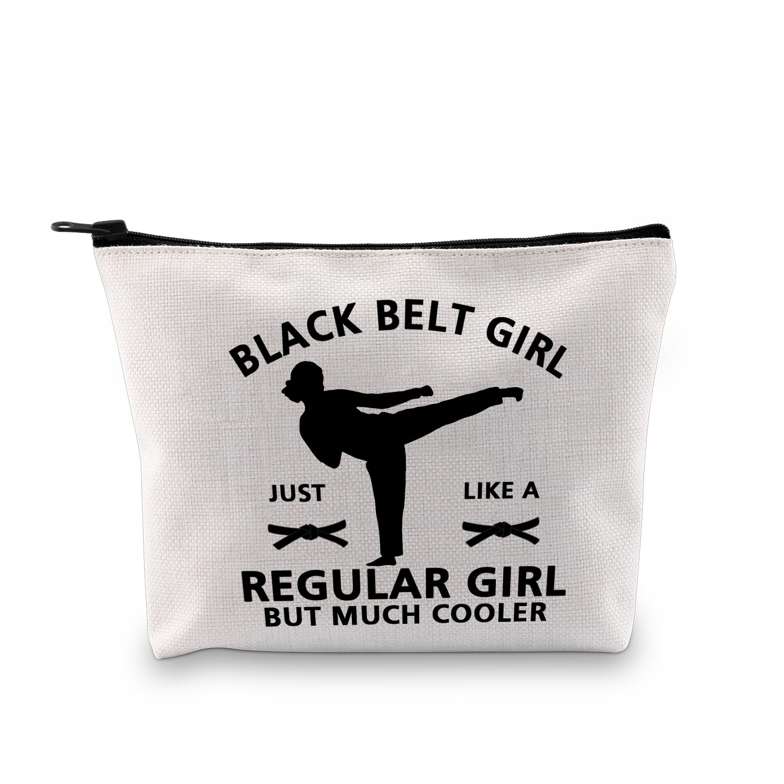 PLITI Taekwondo Gifts Karate Black Belt Gifts for Girls Black Belt Girl Just Like a Regular Girl But Much Cooler Makeup Bag (Black beltgirl bagU)