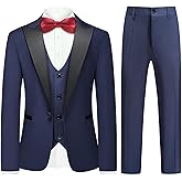 Rogers & Morris Boys Tuxedo Suit Formal Outfits Slim Fit Solid Kids 5 Piece Suit Set Peak Lapel