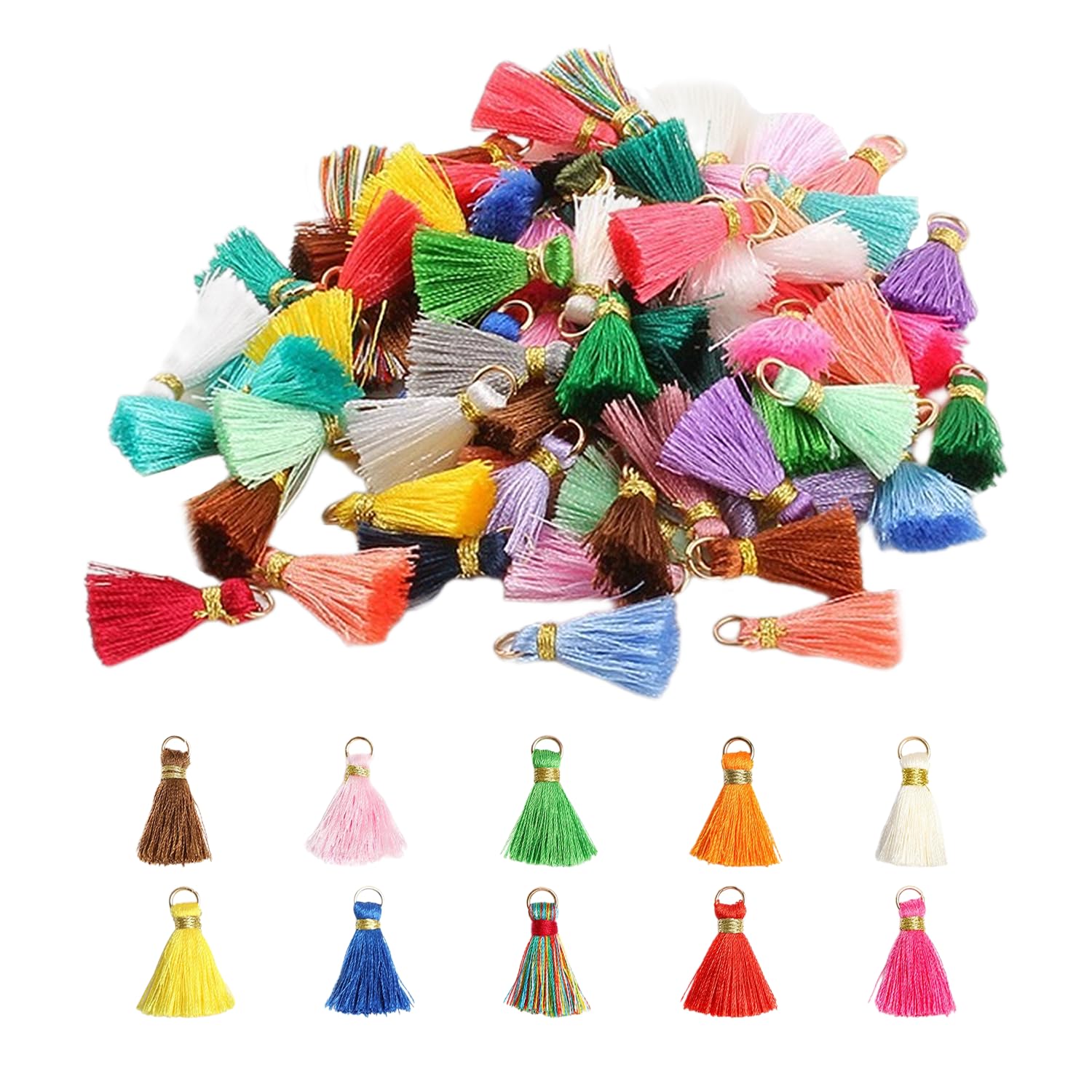 50 Colorful Tassel Pendants & Mini Tassels - DIY Accessories for Making Key Chains, Jewelry, Bag Charms & Home Accessories