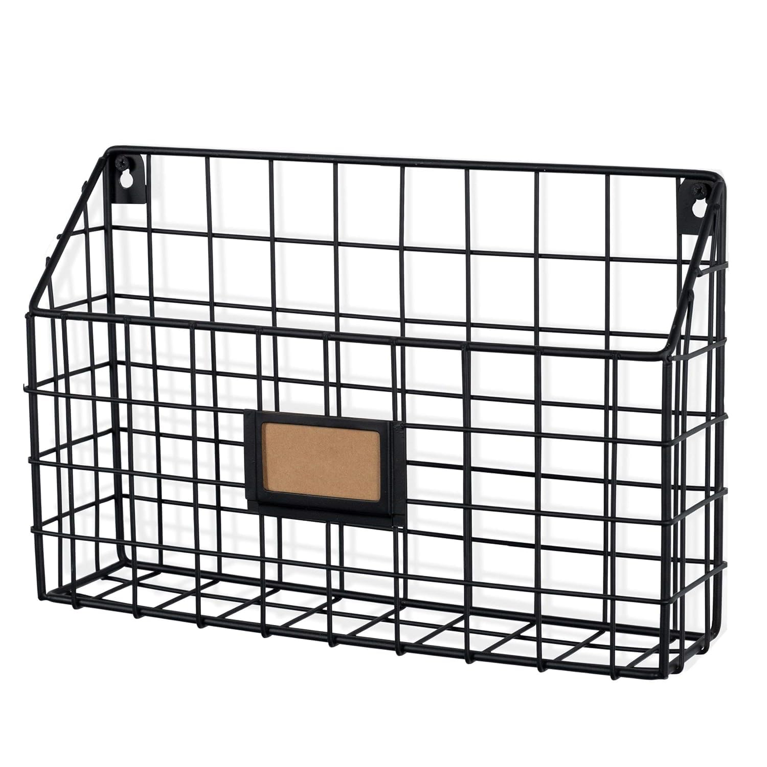 Photo 1 of Wall35 Rivista File Holder Home Office Desk Organizer, Wall Mounted Wide Chicken Wire Mail Organizer and Magazine Holder, Metal, Black