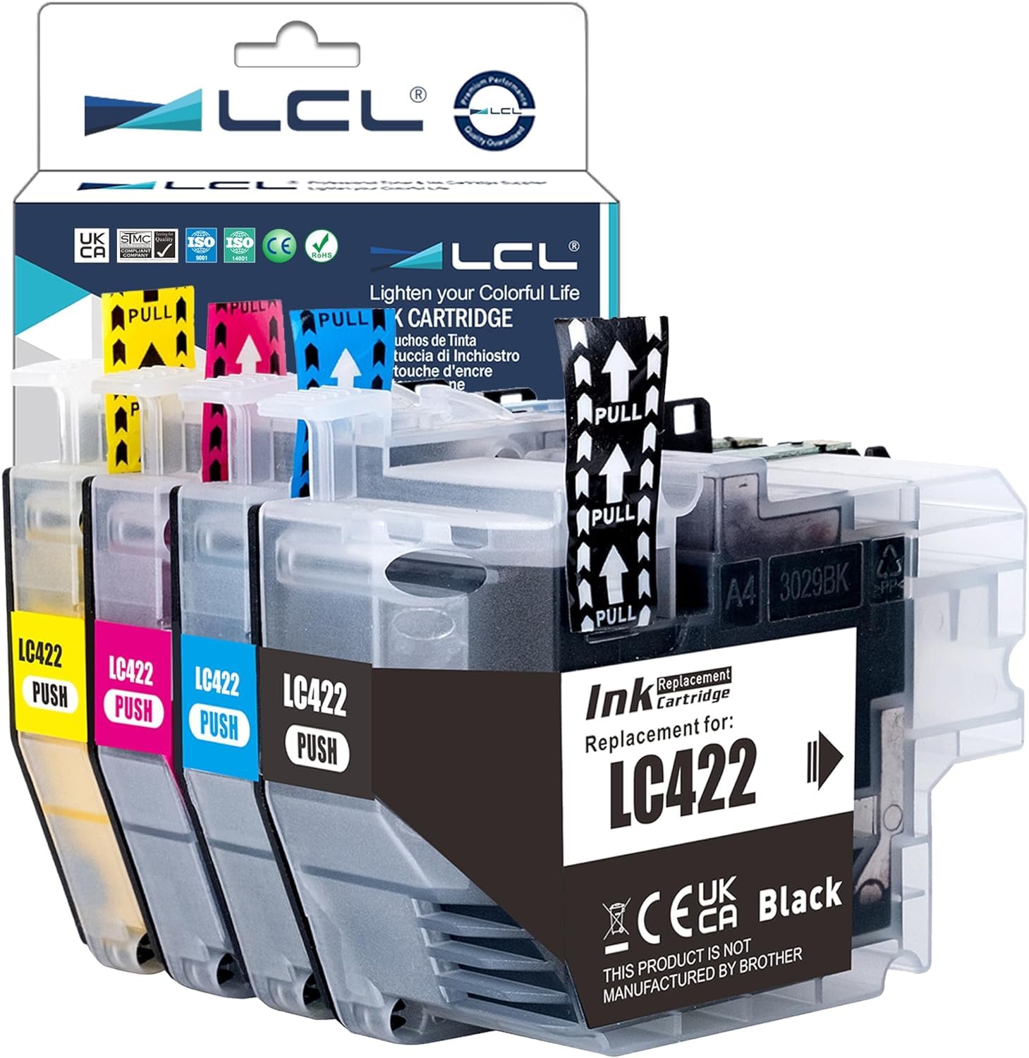 LCL LC422 Ink Cartridge Replacement for Brother LC-422 LC-422XL LC422XL LC422VAL LC422XLVAL Replacement for Brother MFC-J5340DW MFC-J5345DW MFC-J5740DW MFC-J6540DW MFC-J6940DW Printer (4-Pack KCMY)