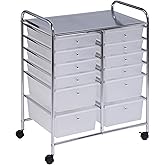 Honey-Can-Do Rolling Storage Cart and Organizer with 12 Plastic Drawers