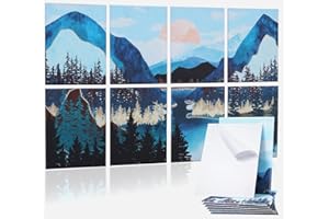 Tutmyrea Art Acoustic Panels, Sound Proofing Padding, 8 Pack Acoustical Soundproof Wall Panels, 48" x 32" Self-adhesive Decorative Sound Absorbing Panels for Home Office (Verdant Landscape)
