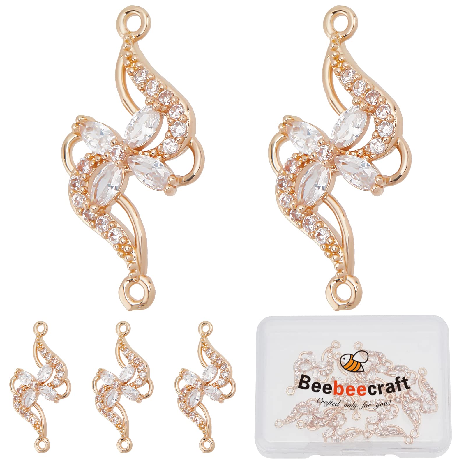 Beebeecraft 50Pcs/Box Butterfly Spacer Beads 18K Gold Plated Butterfly Shaped Beads Charm 5x7mm Loose Jewelry Making for DIY Bracelet Earring Necklace