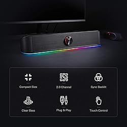Redragon GS560 RGB Desktop Soundbar, 2.0 Channel
