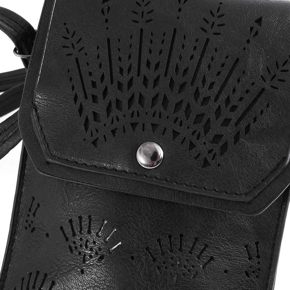 TENXITER Women Hollow Texture Small Crossbody Bags Cell Phone Purse Wallet for Girl (Black)