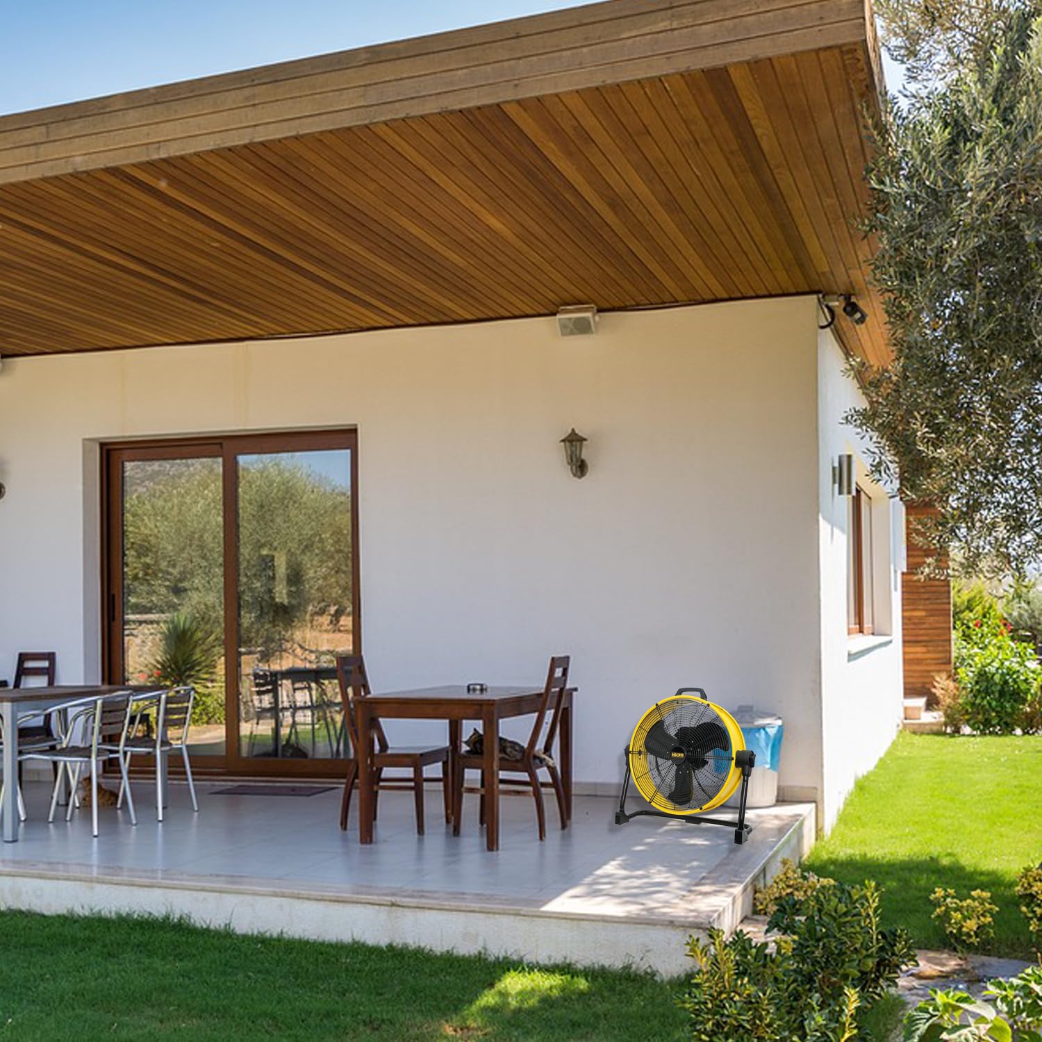 HiCFM 20 inch DC Motor Drum Fan, 6100 CFM High-velocity Air Circulator with 180-degree Pivoting Head 3-speed 1/12 HP Motor Large Airflow Turbo Shop Floor Fan - UL Listed