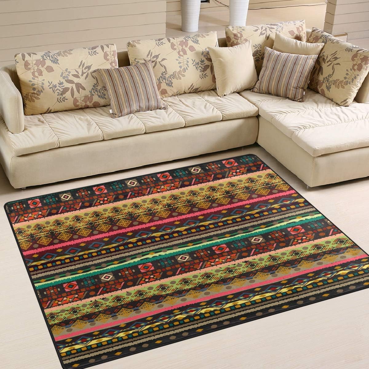Use7 Vintage Stylish Ethnic Aztec Tribal Area Rug Rugs for Living Room Bedroom 160cm x 122cm(5.3 x 4 feet)