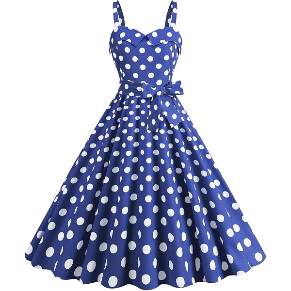 Amazon.com: Polka Dot Dress for Women Vintage Sleeveless Ruched Summer Cute  A-Line Flowy Swing Midi Dress Audrey Cocktail Dresses : Clothing, Shoes &  Jewelry