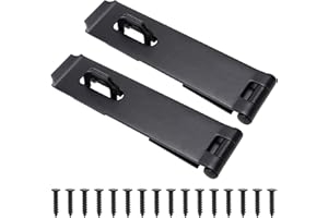 EVCUHASL Door Lock Hasp Latch, Thicked Design Latch Lock, High Quality Iron Security Packlock Clasp Hasp Lock Latch for Doors, Black Finish with Screws, 2 Pack(7-1/2 Inch)