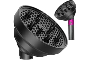 KingKam Upgraded Diffuser Attachment for Dyson Airwrap Styler, Collapsible Travel Hair Diffuser Attachments for Airwrap, Converts for Dyson Air wrap to Hair Dryer, Foldable and Portable - Black
