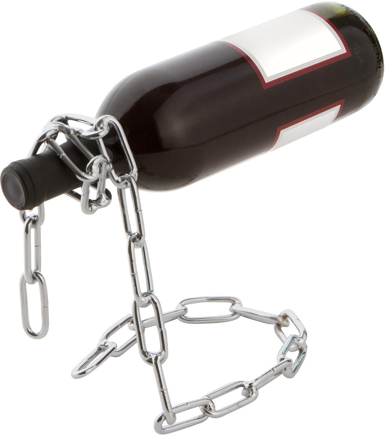 Fantasee - Suspending Chain Wine Holder, Stainless Steel Wine Rack Wine Bottle Holder Novelty for Gift Kitchen Home Decoration (Silver)