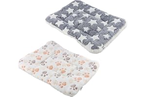 Pack of 2 Small Animal Plush Bed, Winter Warm Fluffy Flannel Fleece Blanket Bed Mat, Washable Cat Dog Rabbit Bed Rodent Rug f