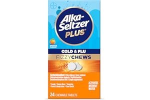 Alka-seltzer Plus Cold & Flu FizzyChews, No Water Needed, On The Go Cold Medicine for Adults, Orange Flavor, 24 Count