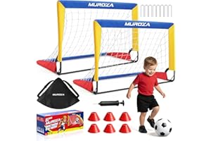 Kids Soccer Goal, Soccer Goals for Backyard Set, 2 Pack of 2x1.5ft Portable Pop Up Soccer Net Set with Ball, Cones, Complete 