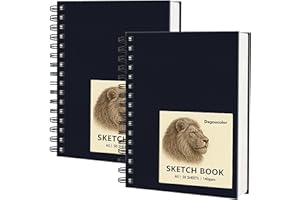 DagouColor Sketch Book, 2 Pack, 50 Sheets (100 Pages) Each, A5 Acid-Free Art Drawing Paper, 140GSM Spiral Sketch Pad for Begi