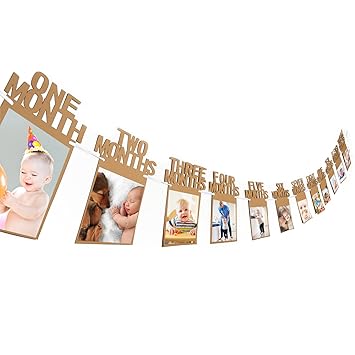 1. Geburtstag Girlande Bilderrahmen Baby Foto Banner Baby 1-12 Monate Foto Prop Party Girlande Dekor Verdickte Karte Papier (