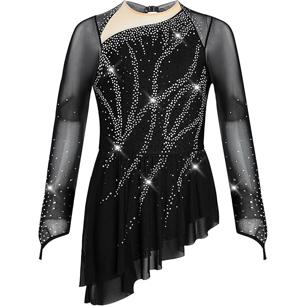 Alvivi Kids Girls Shiny Diamond Sleeveless Figure Ice Skating Dress Gymnastics Ballet Dance Leotard White 16