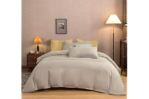 TAZMKEZM Light Grey Duvet Cover 100% Washed Cotton Duvet Cover Queen Size（90x90 Inch）,1 Pieces Luxury Soft Bedding with Zipper Closure.Solid Color Pattern Duvet Cover