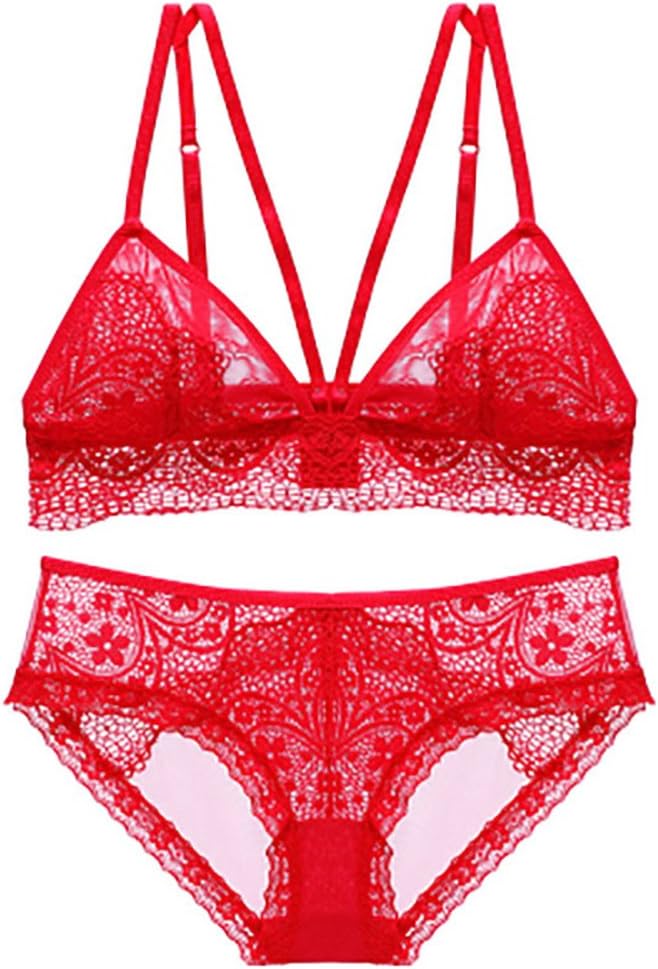 Women’s Push Up Bra Set Lace Floral Bralette with Panties Cute Underwear